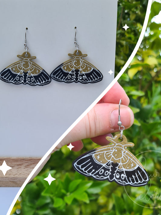 Resin Moth dangle earrings