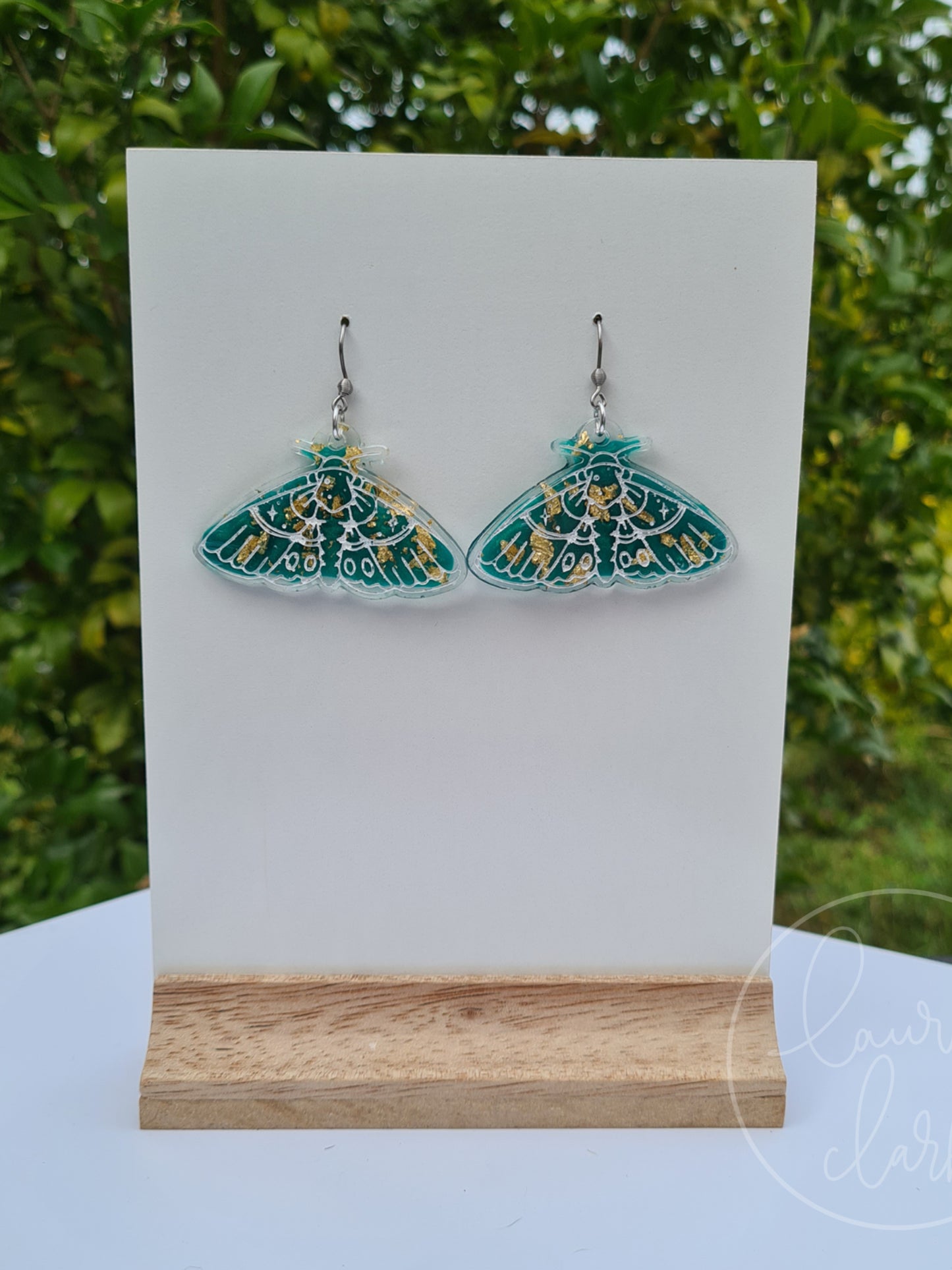 Resin Moth dangle earrings