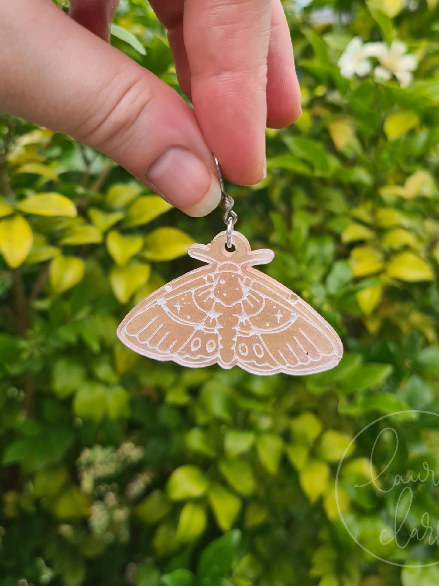 Resin Moth dangle earrings