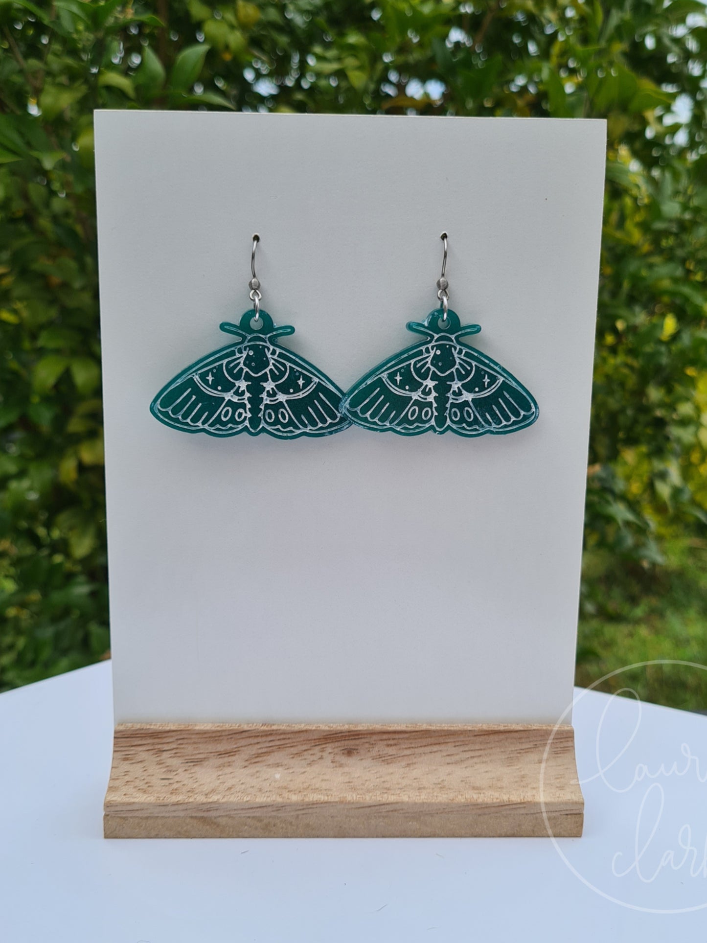 Resin Moth dangle earrings