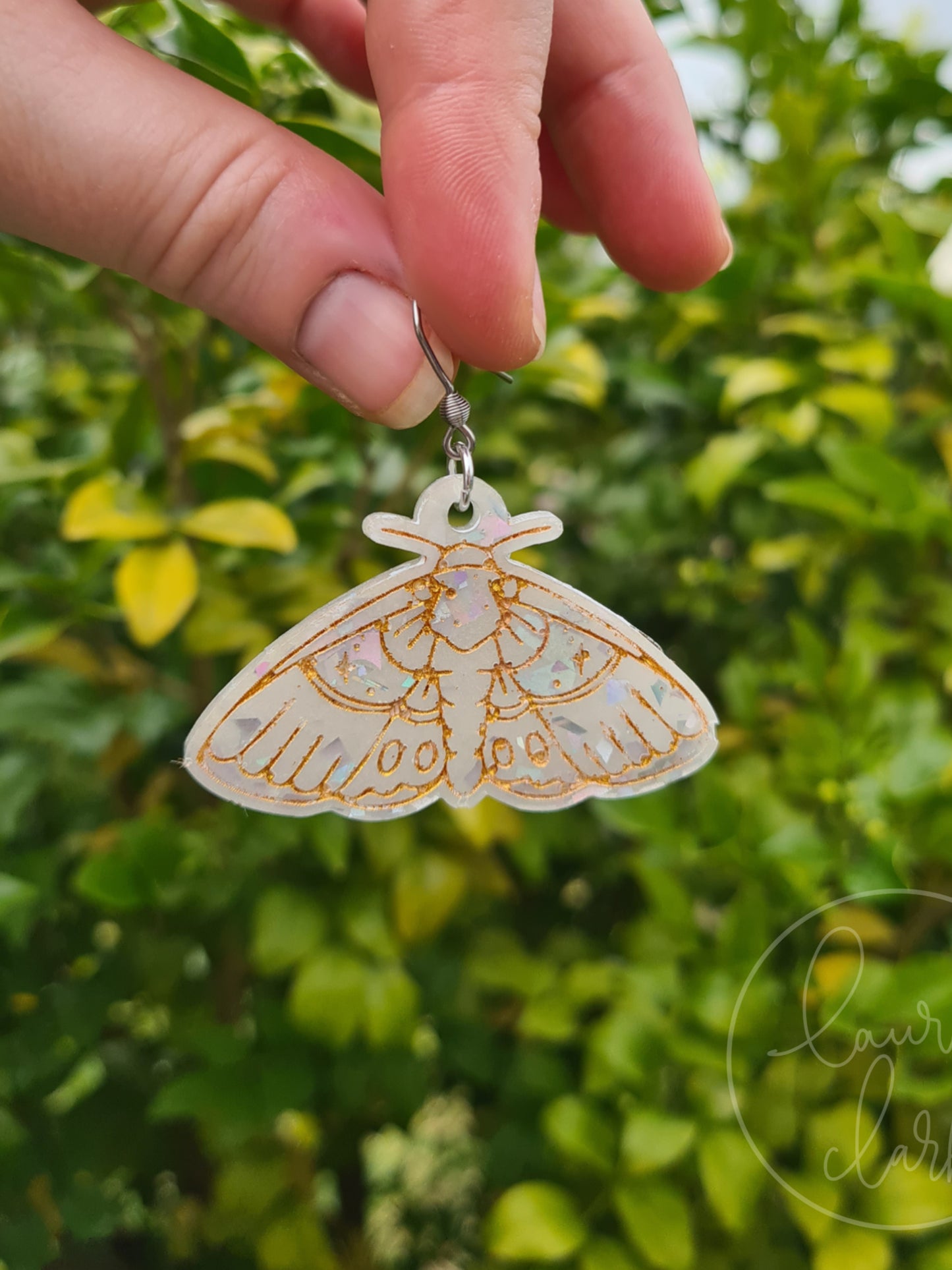 Resin Moth dangle earrings