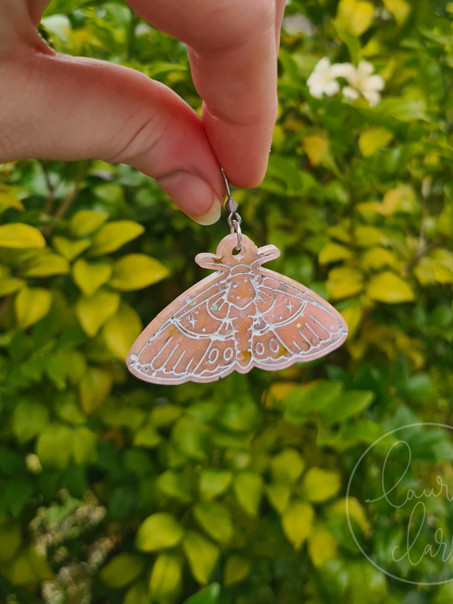 Resin Moth dangle earrings