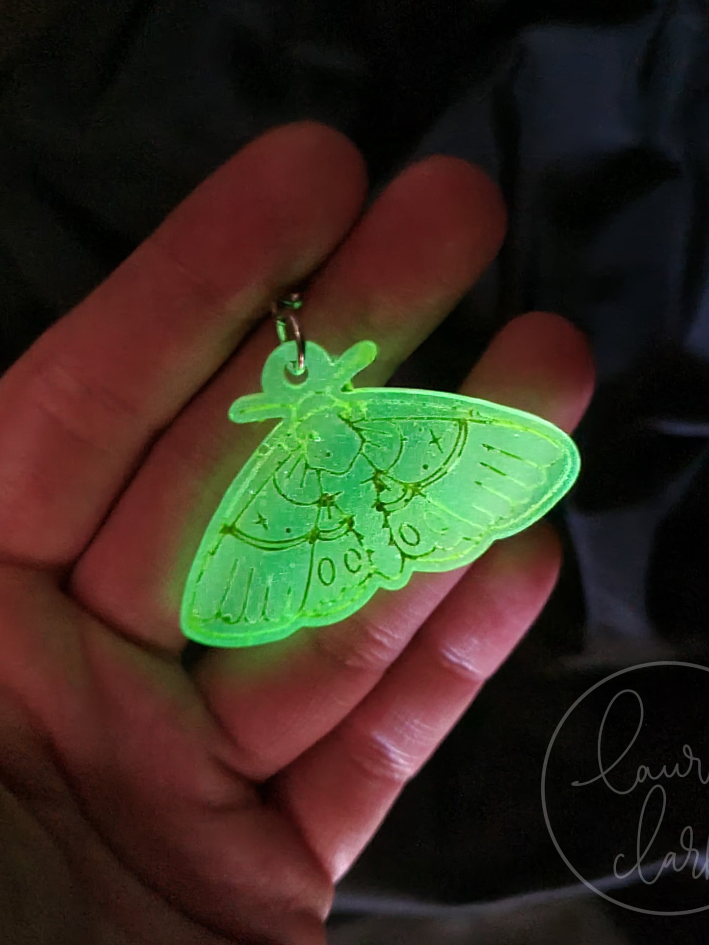 Resin Moth dangle earrings - Glow in the dark
