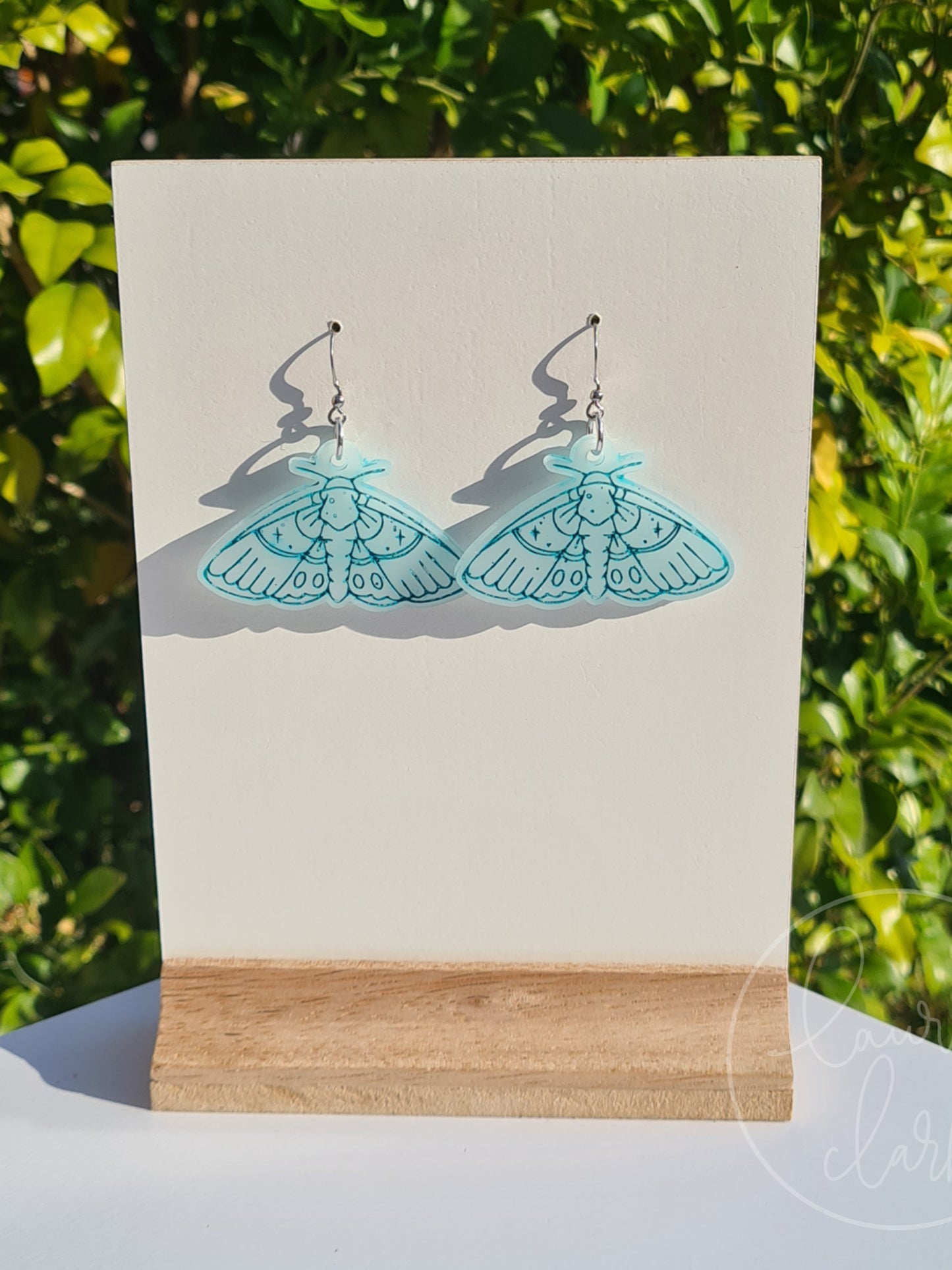 Resin Moth dangle earrings - Glow in the dark