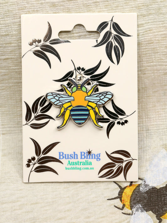 Blue banded bee pin