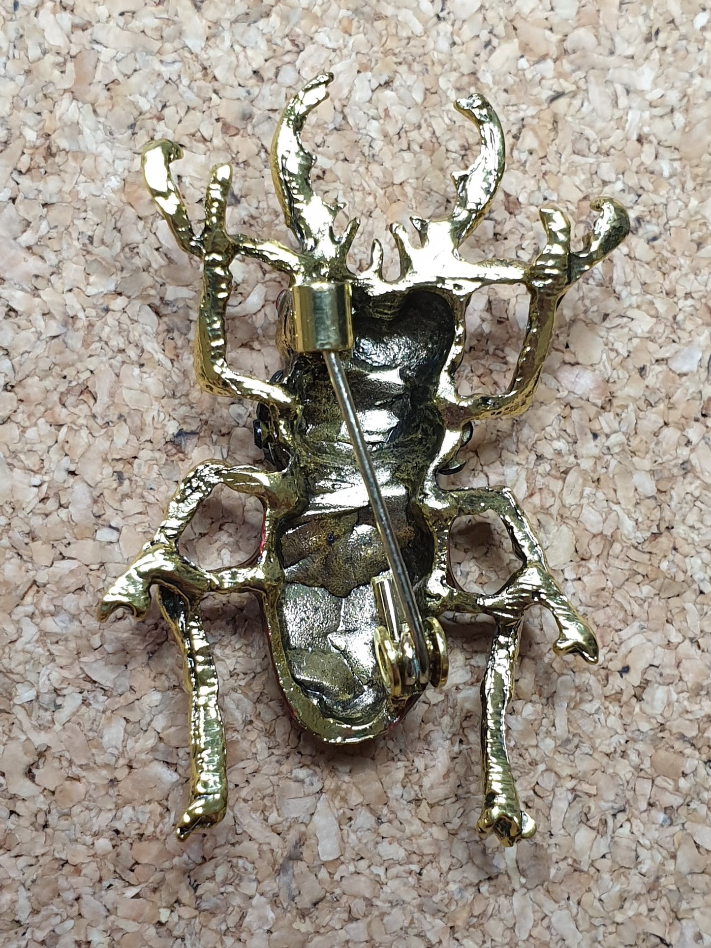 Stag Beetle Brooch - Brown