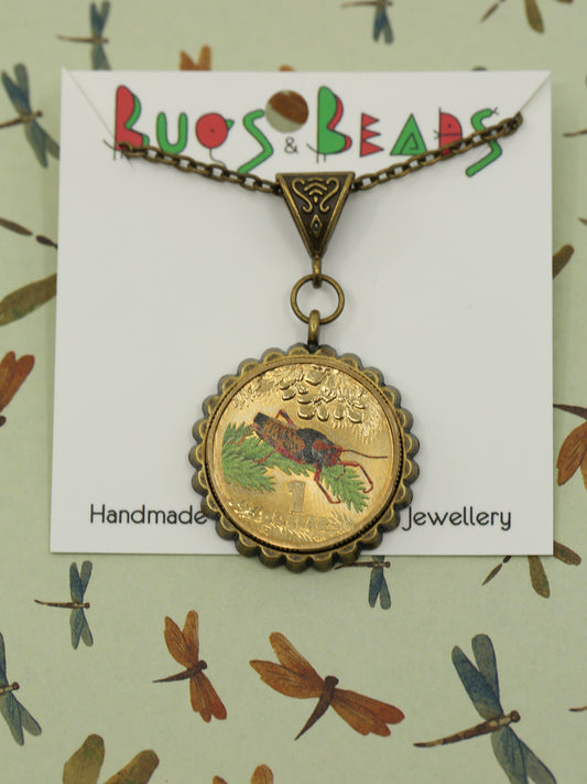 Leichhardt's grasshopper decimal coin necklace