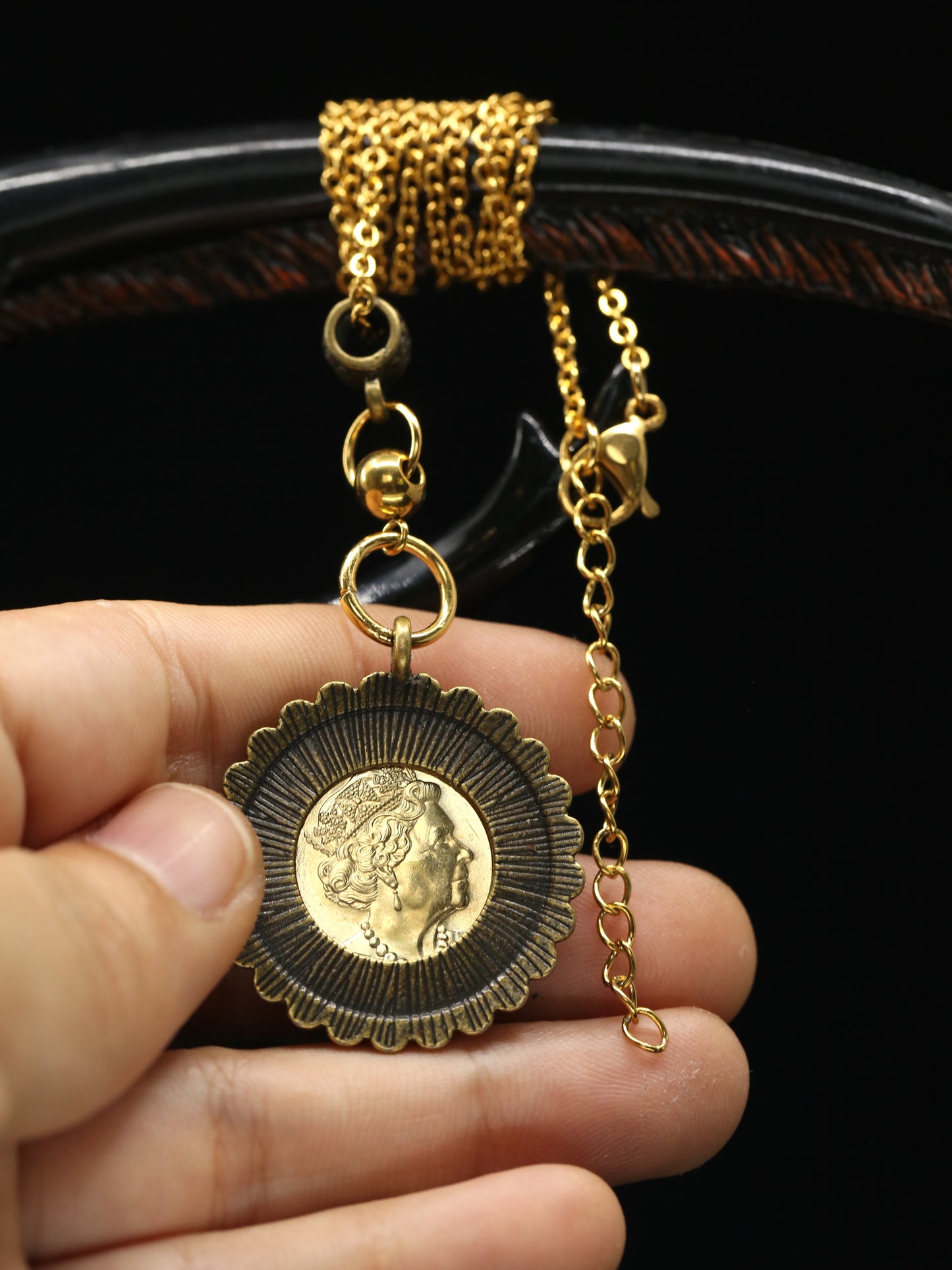 Witchetty grub decimal coin necklace