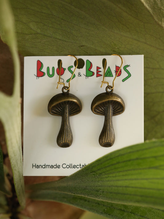 Bronze gilled mushrooms earrings