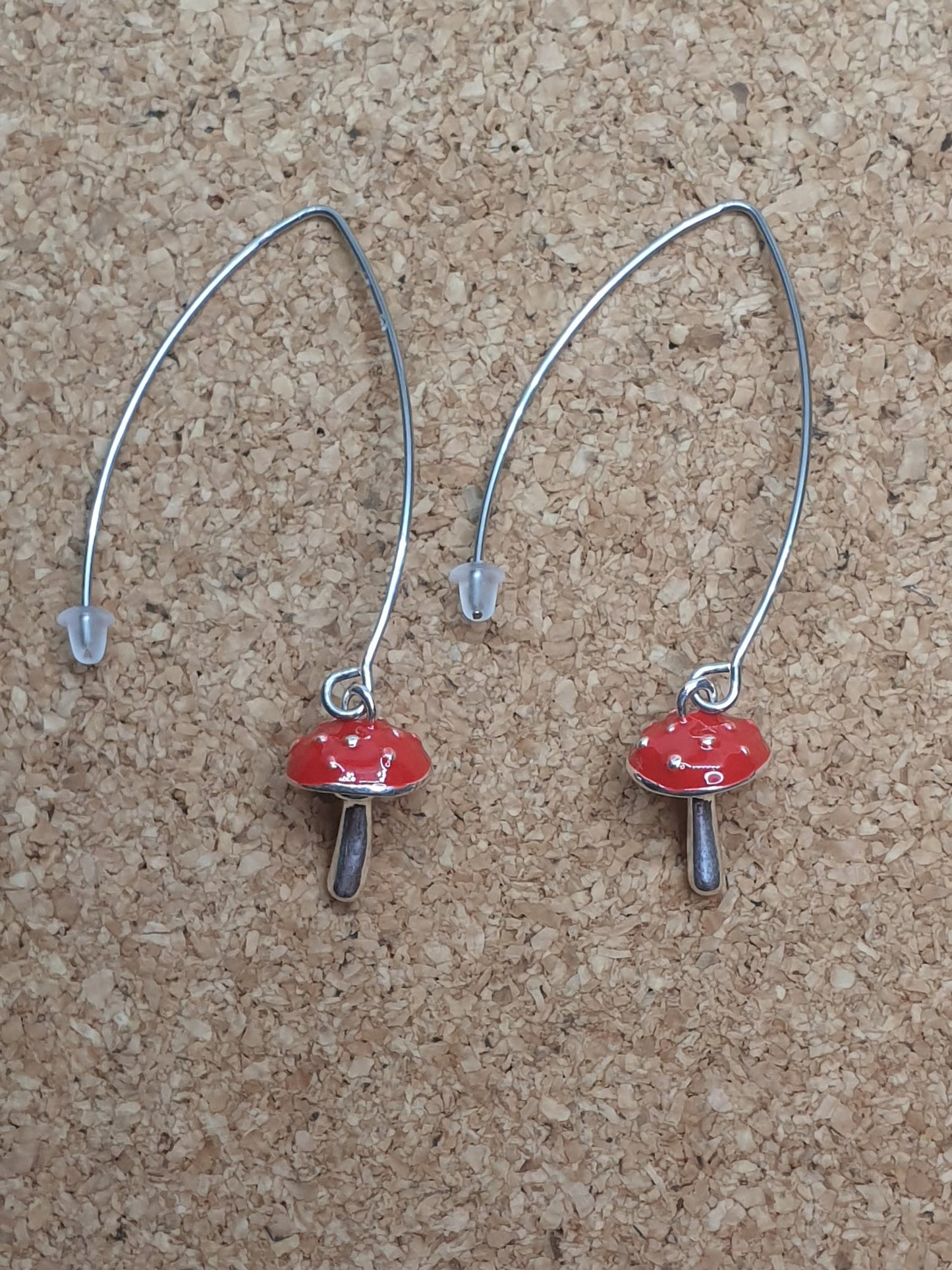 Amanita on long maquis hooks earrings