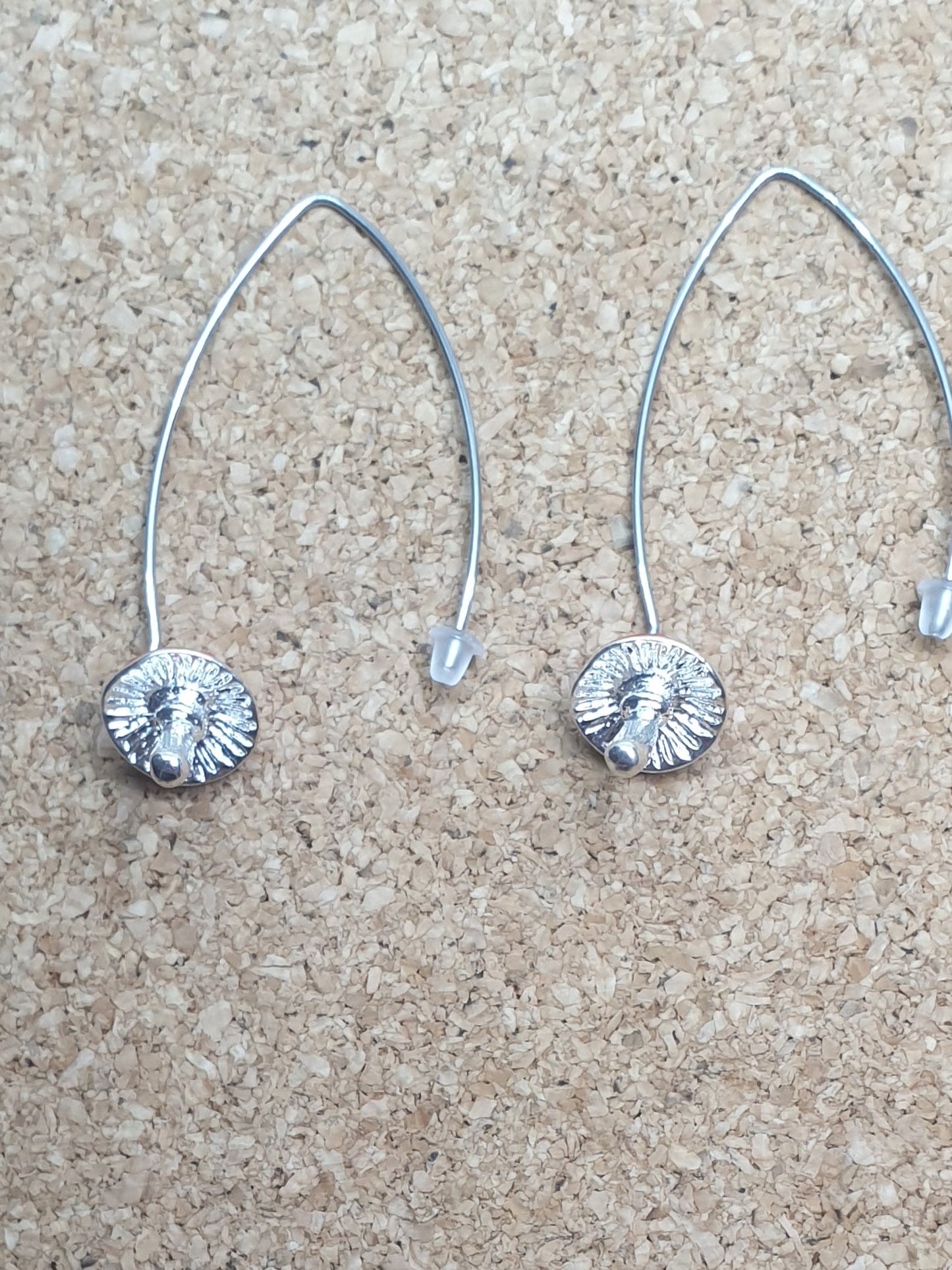 Amanita on long maquis hooks earrings