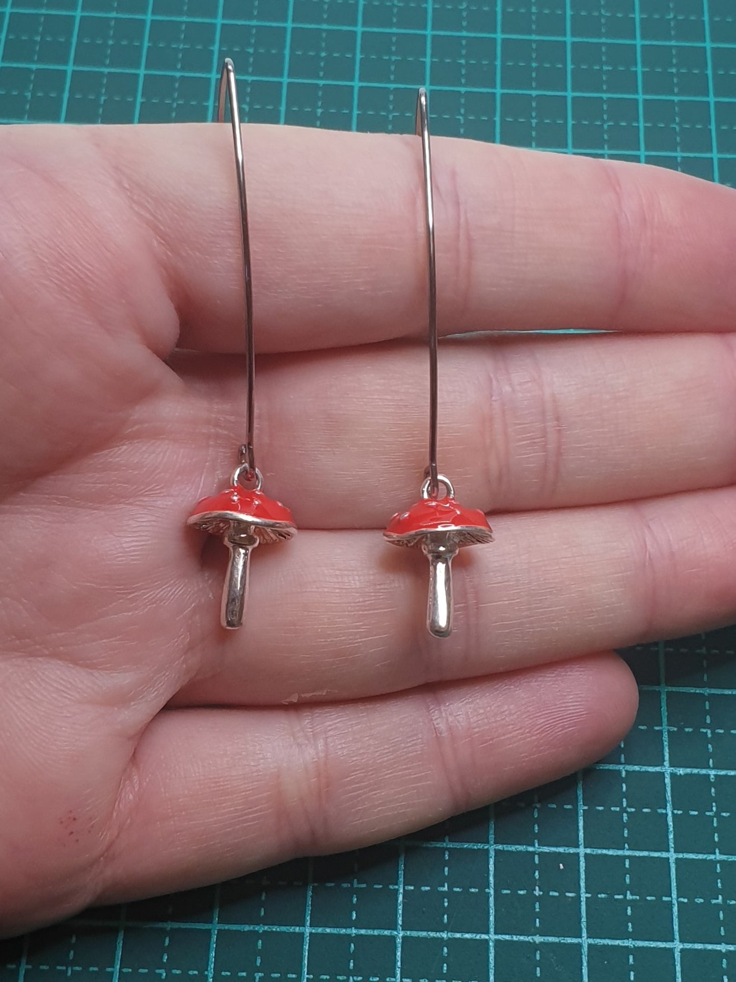 Amanita on long maquis hooks earrings