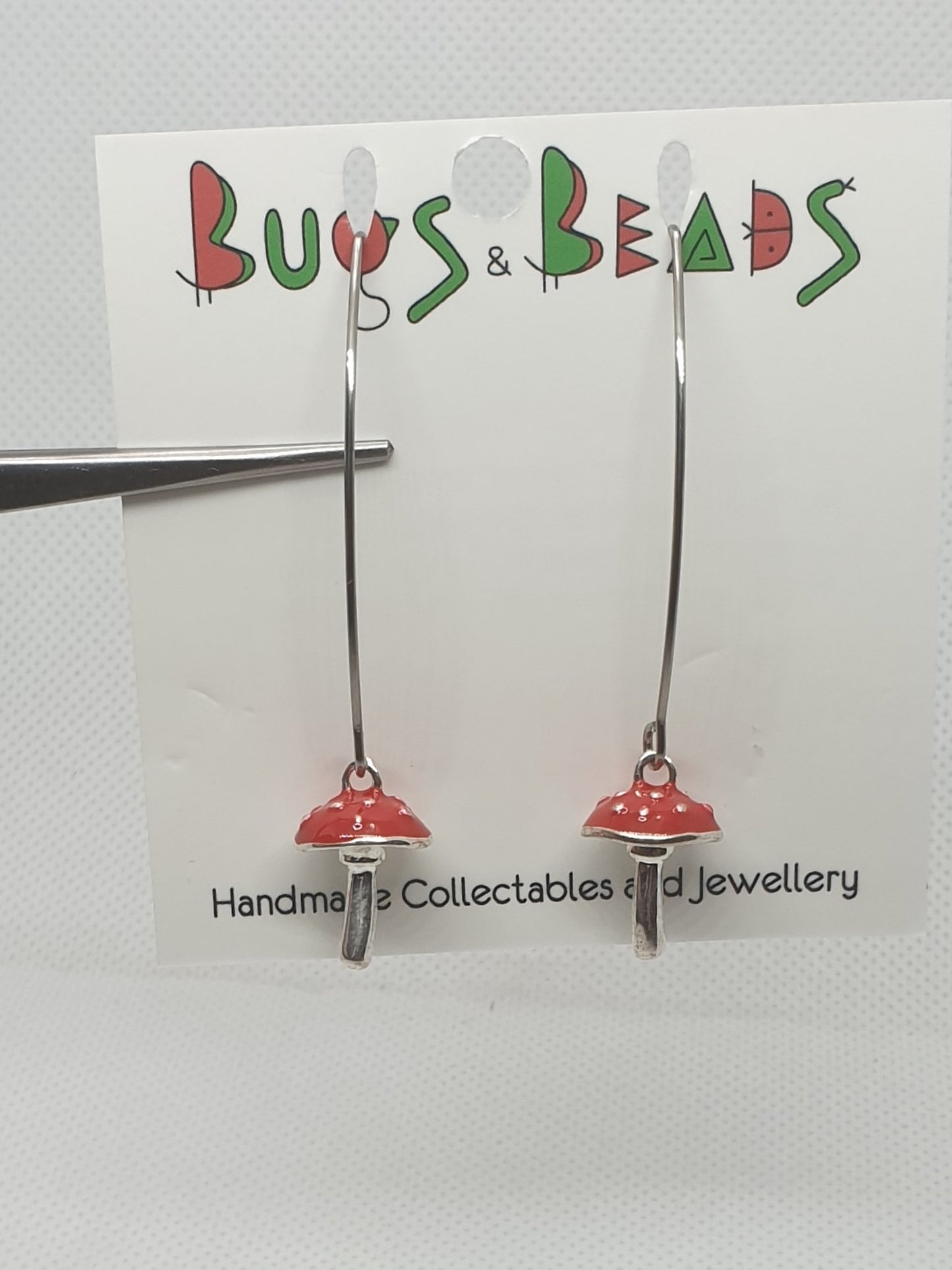 Amanita on long maquis hooks earrings