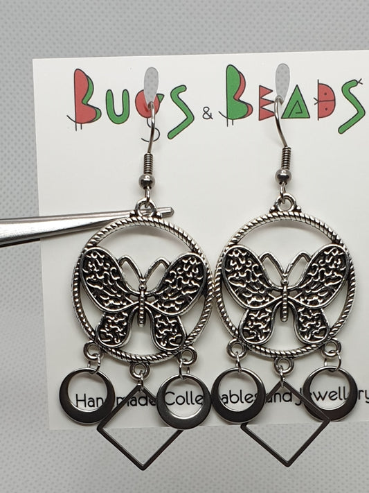 Large butterfly chandelier earrings