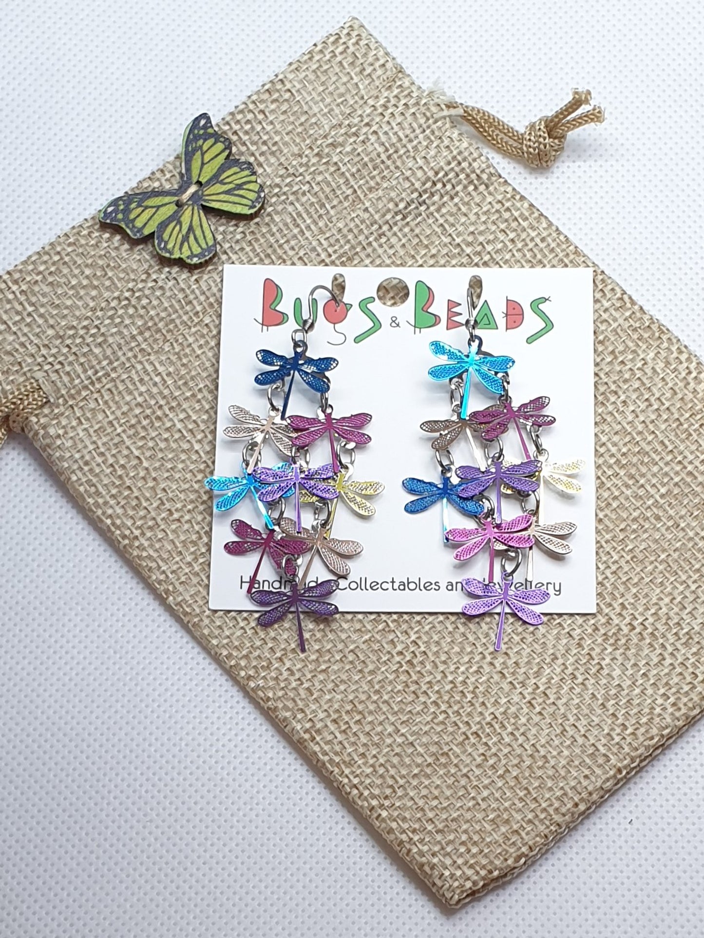 Mixed Dragonflies dangle earrings