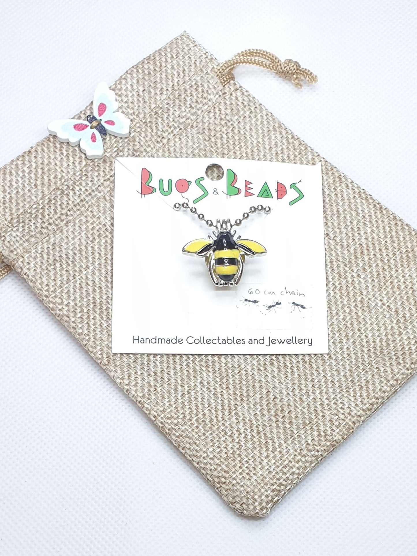 Bee Aroma Diffuser Necklace - Yellow & Black Wings