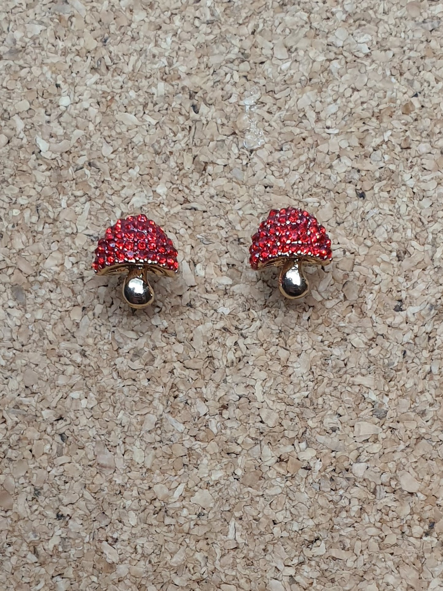 Red shiny mushroom stud earrings