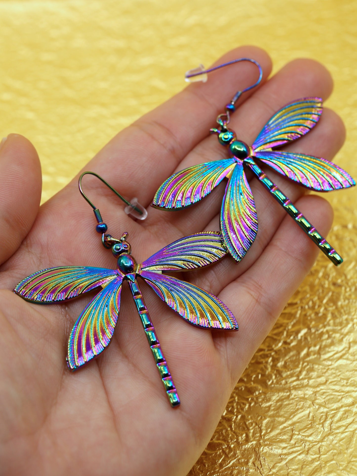 Rainbow dragonfly earrings