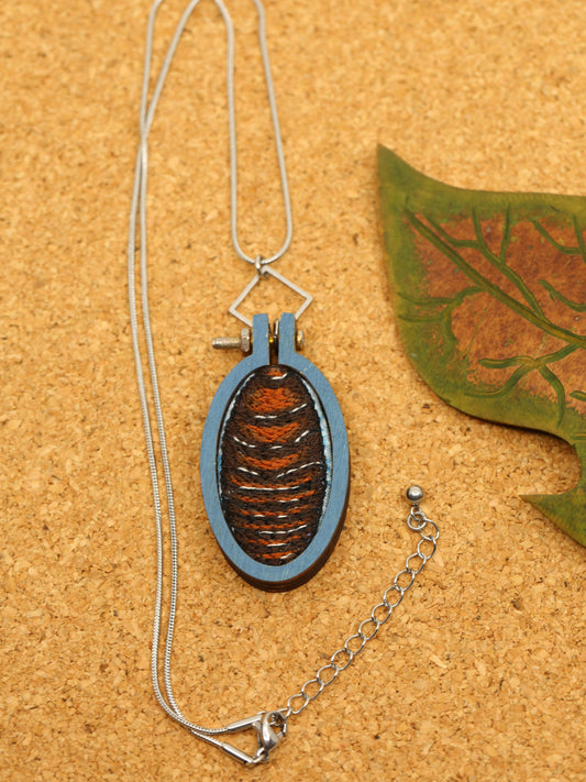 Burrowing cockroach embroidered necklace