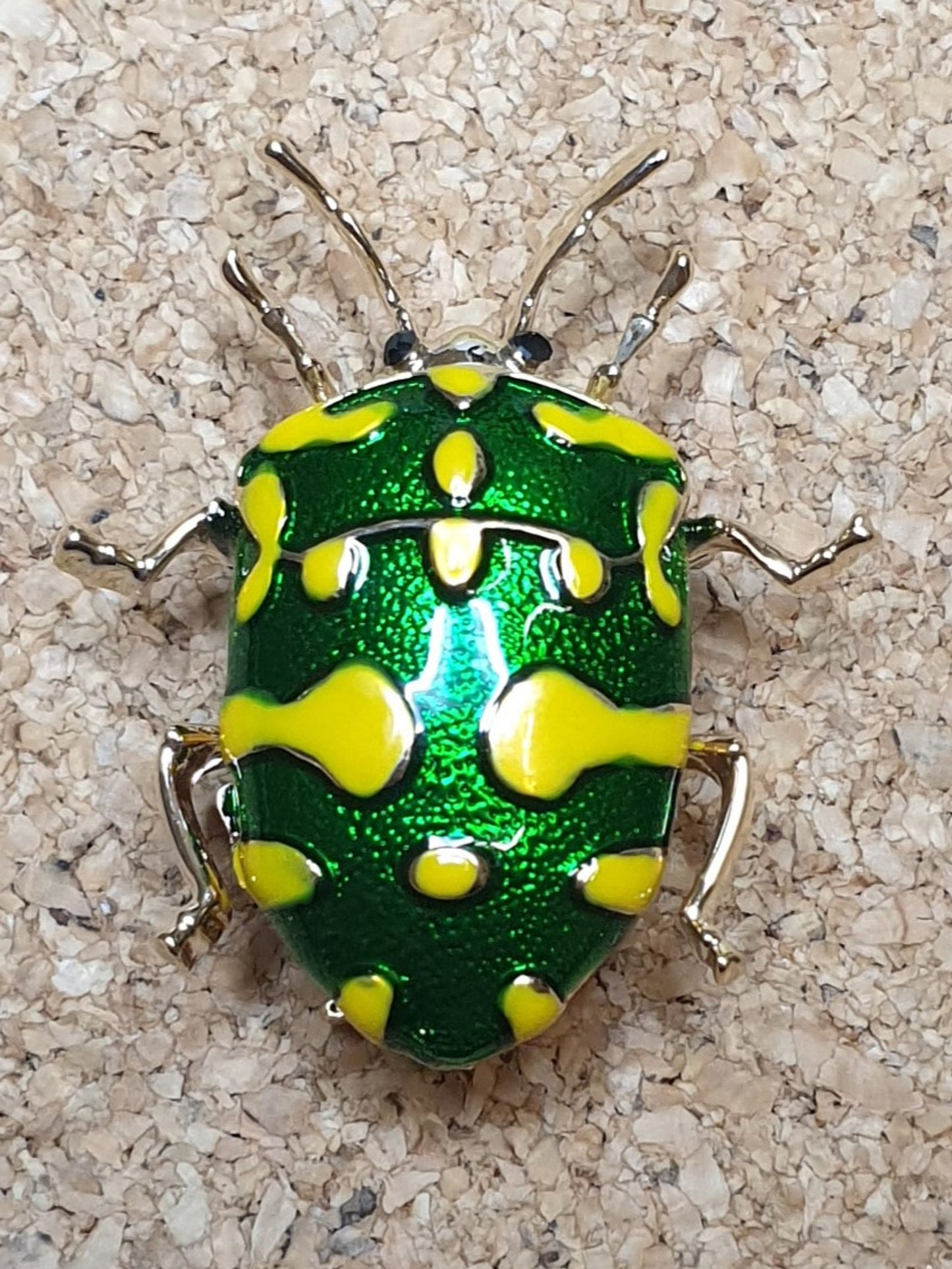 Stink Bug Brooch - Yellow & Green