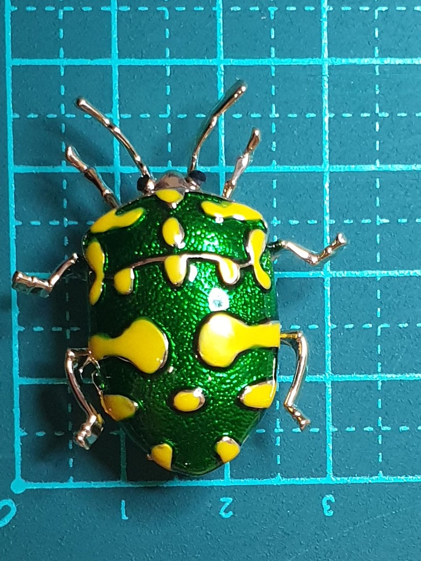 Stink Bug Brooch - Yellow & Green