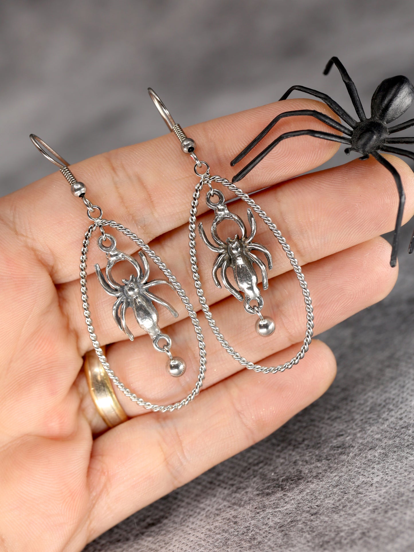 Spider & egg sac earrings