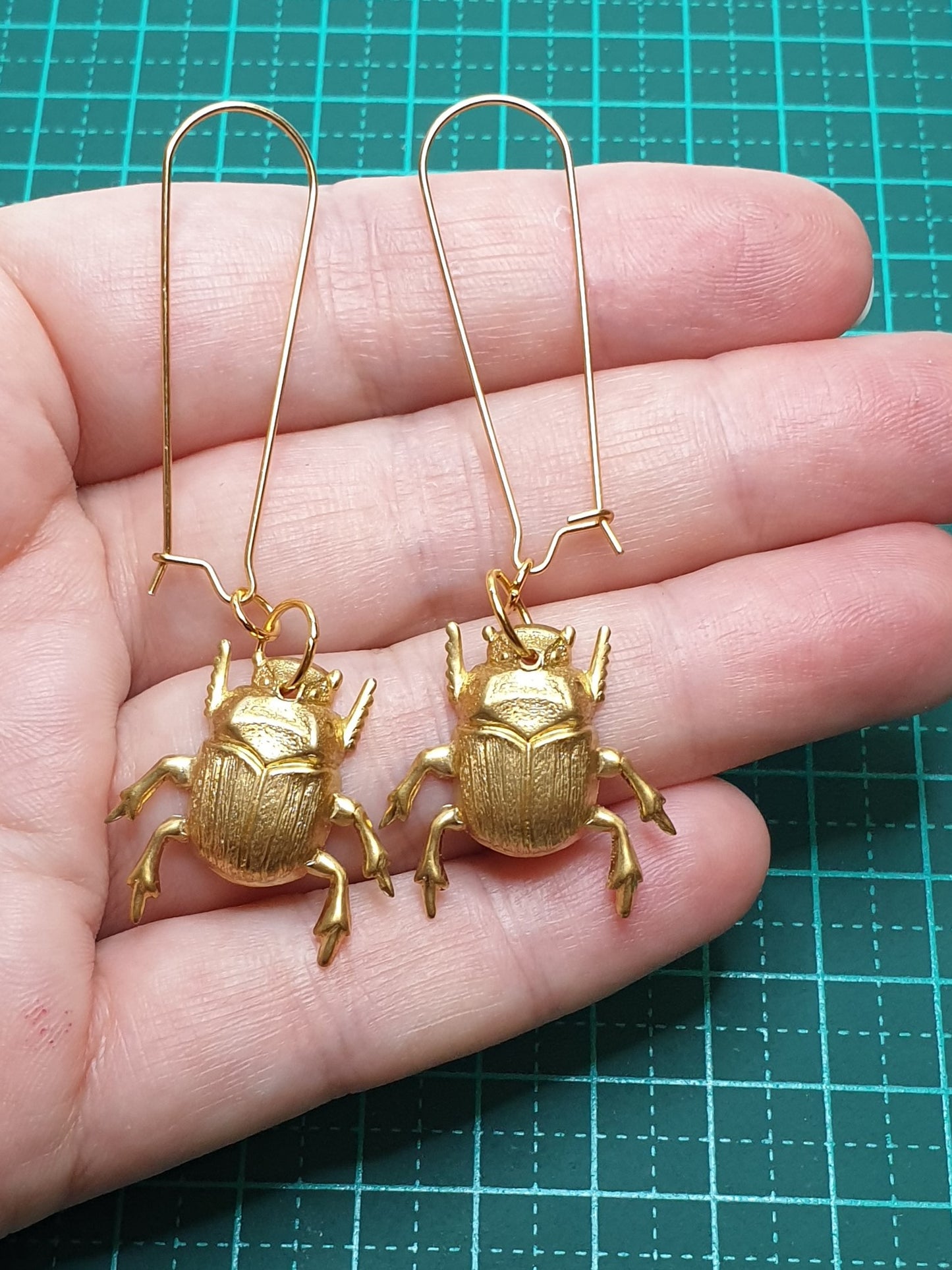 Dung Beetles on long hooks - Brass & Stainless Steel
