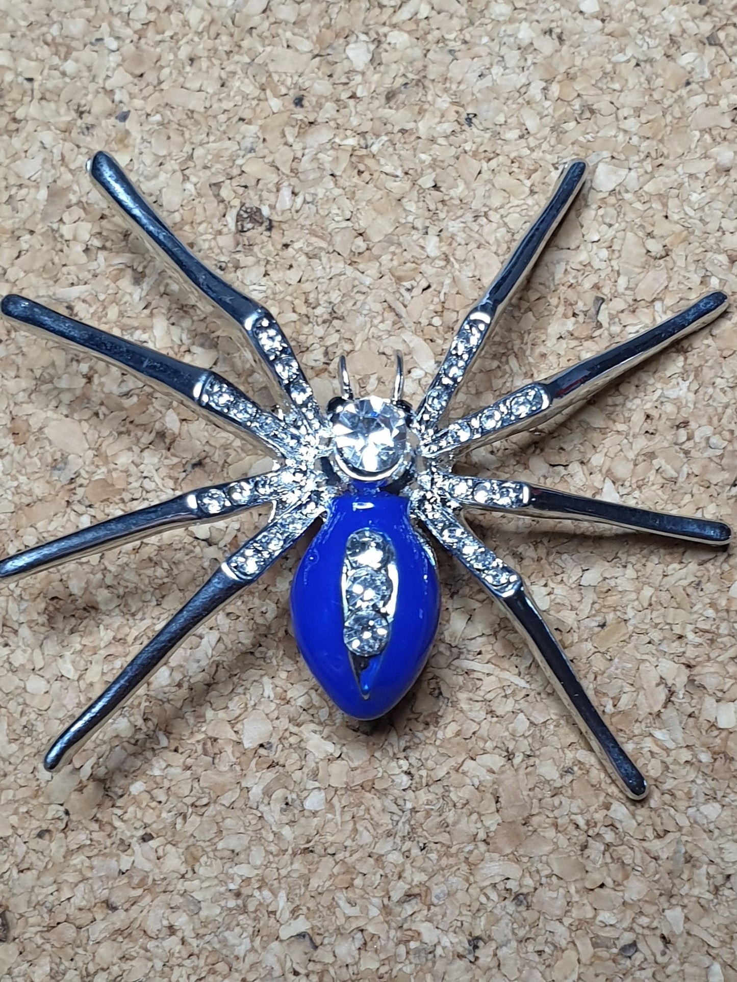 Spider Brooch - Blue and Clear