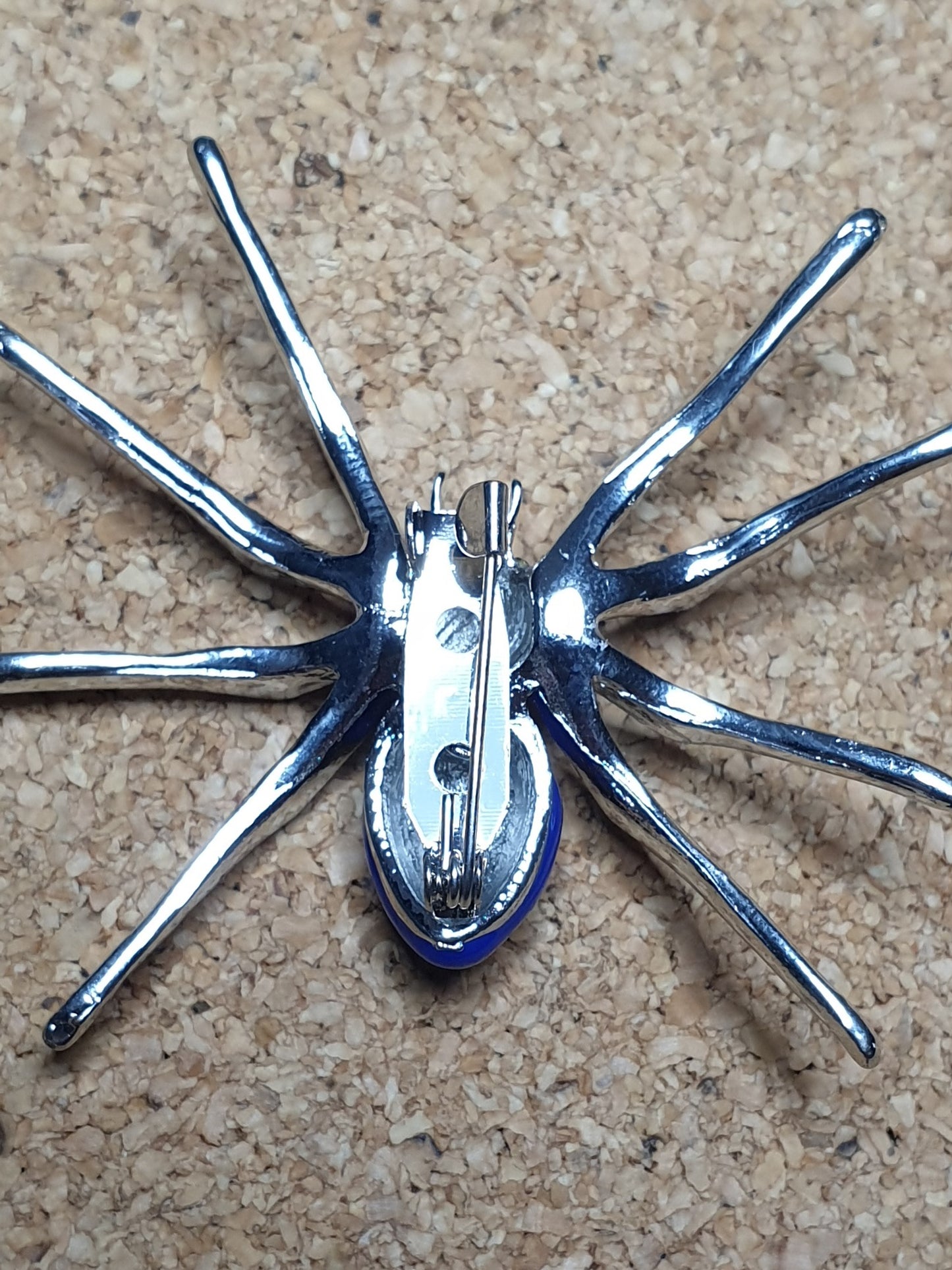 Spider Brooch - Blue and Clear