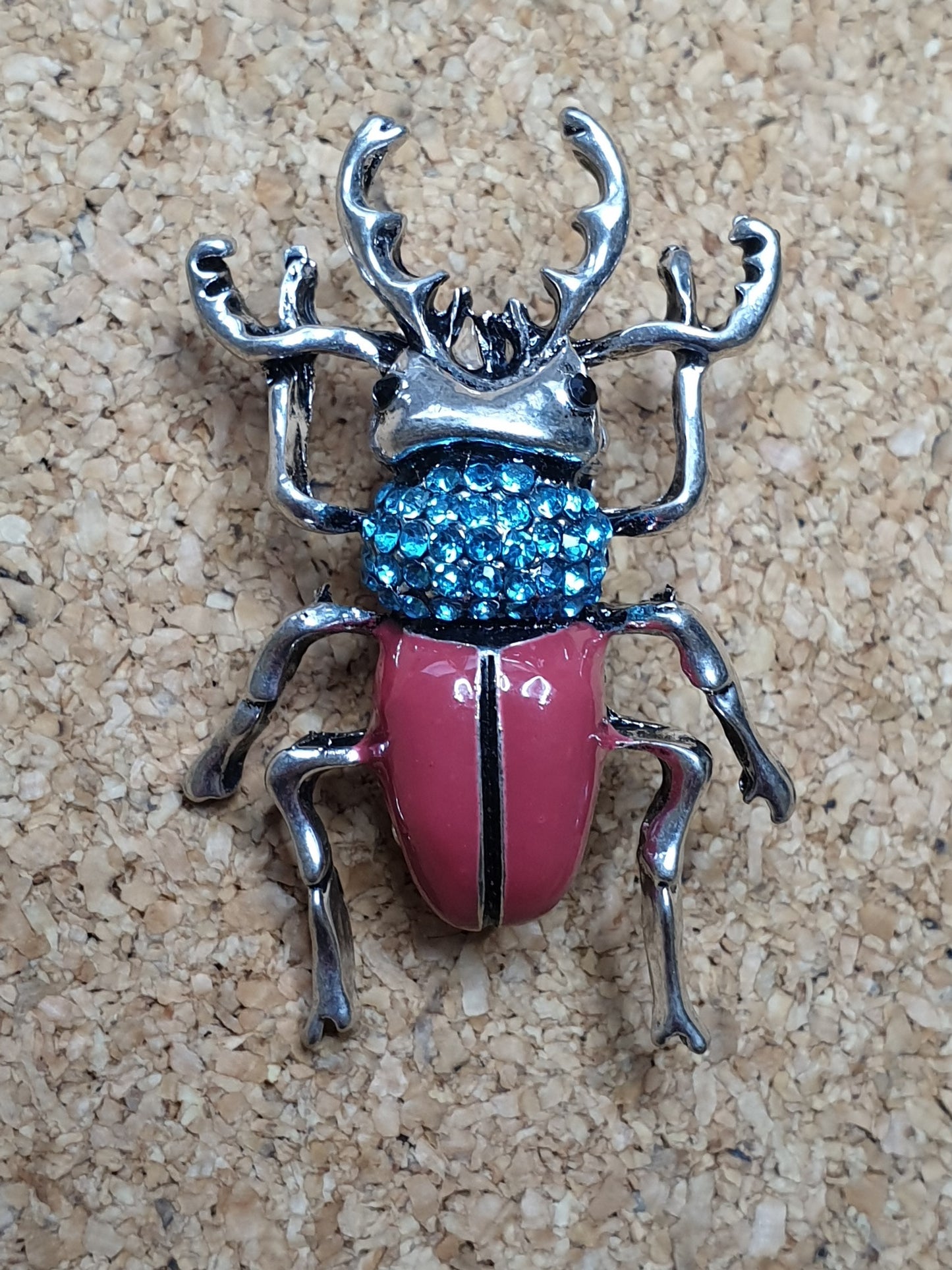 Stag Beetle Brooch - Pink