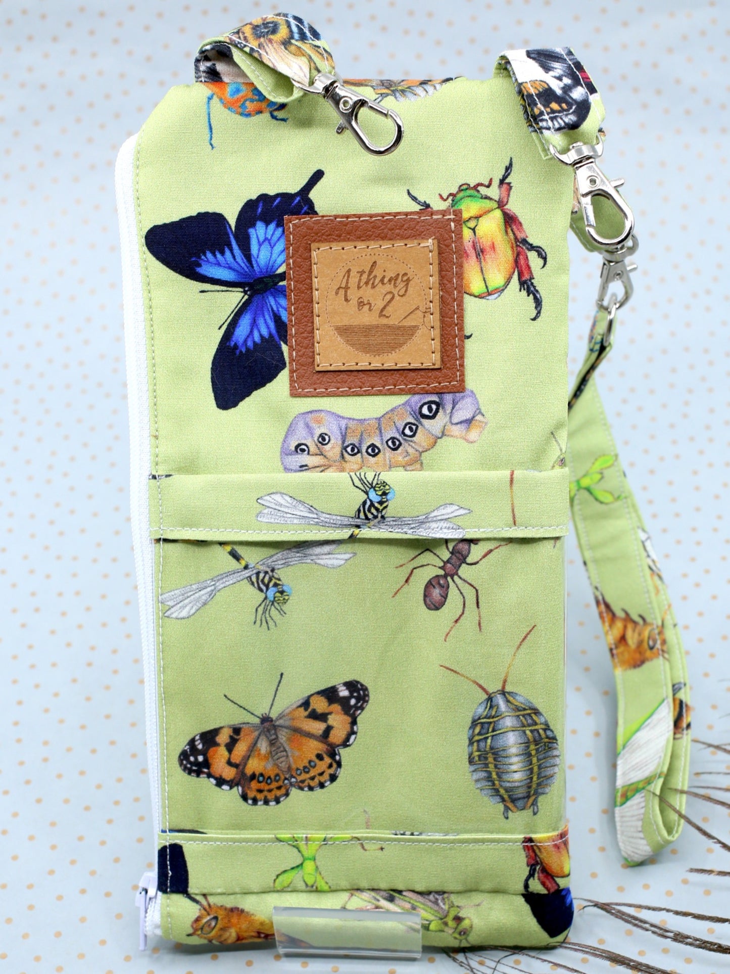 Green Australian Native Insects 3-in-one phone clutch wallet