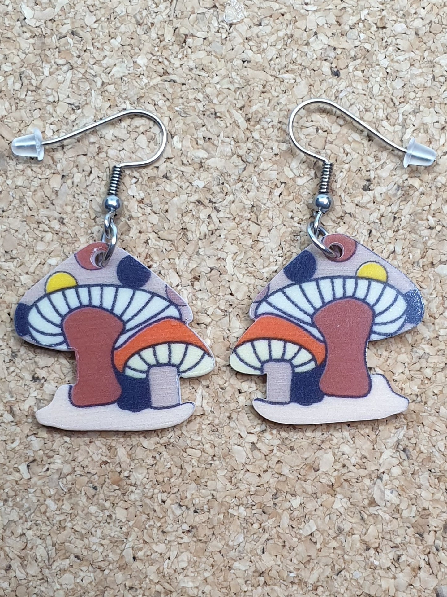 Brown cartoon mushroom earrings