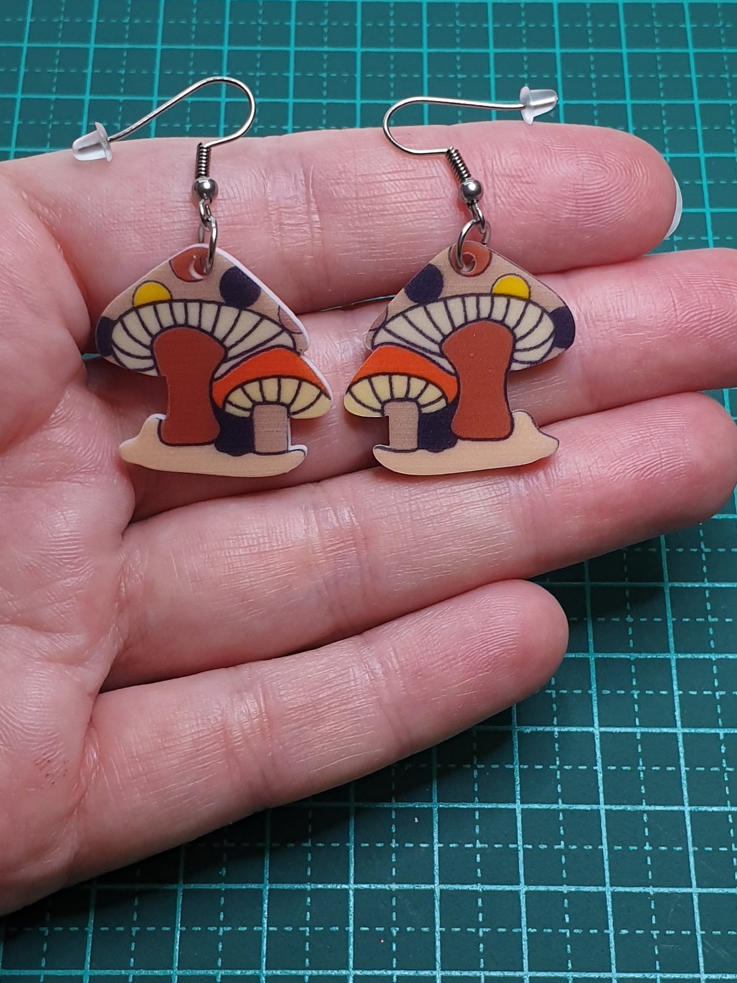 Brown cartoon mushroom earrings