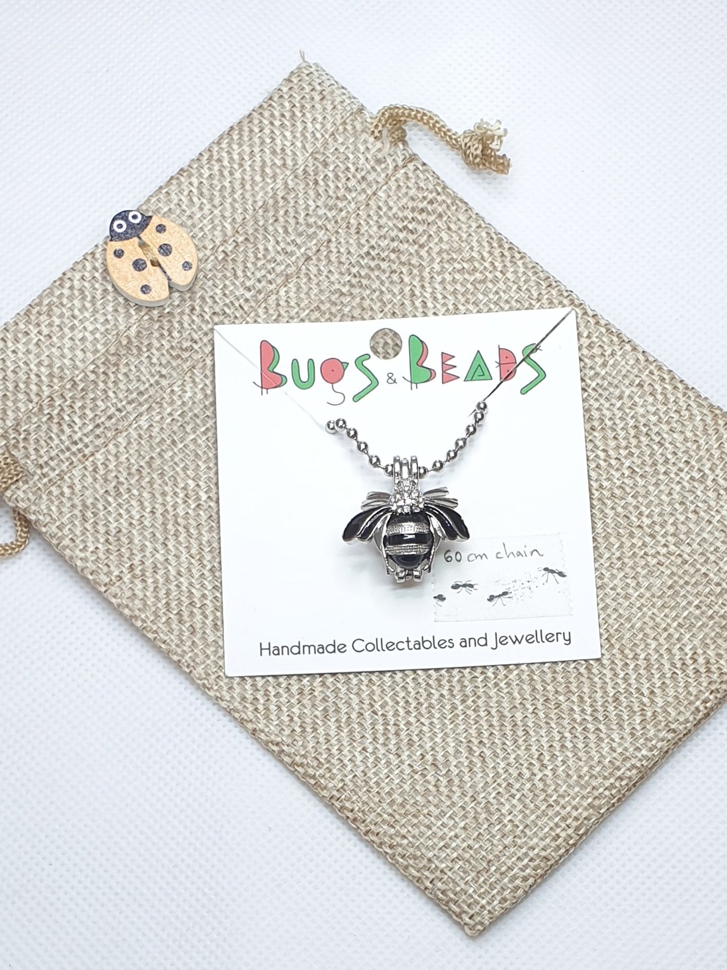 Bee Aroma Diffuser Necklace - Silver