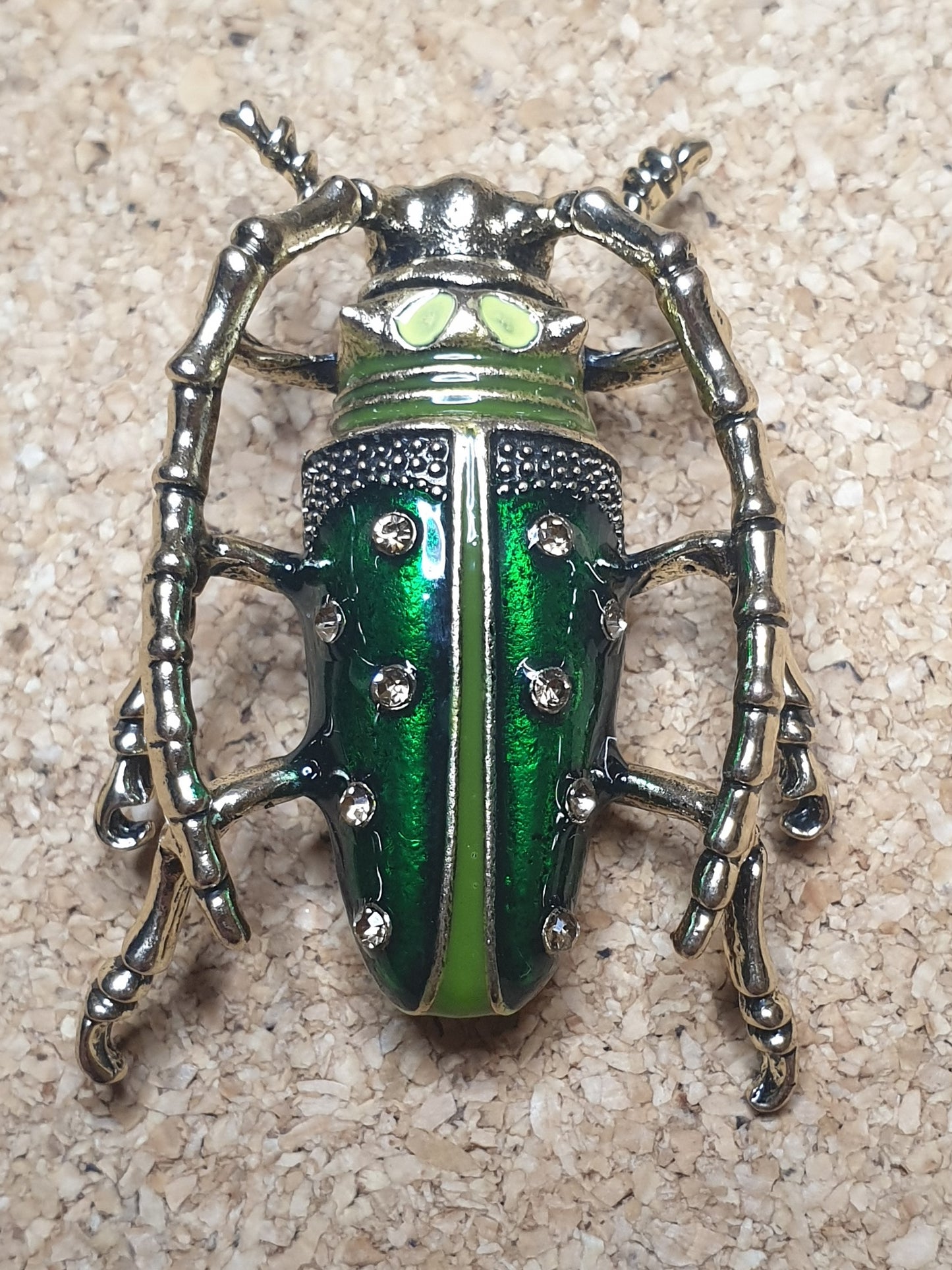 Longhorn Beetle Brooch - Light Green