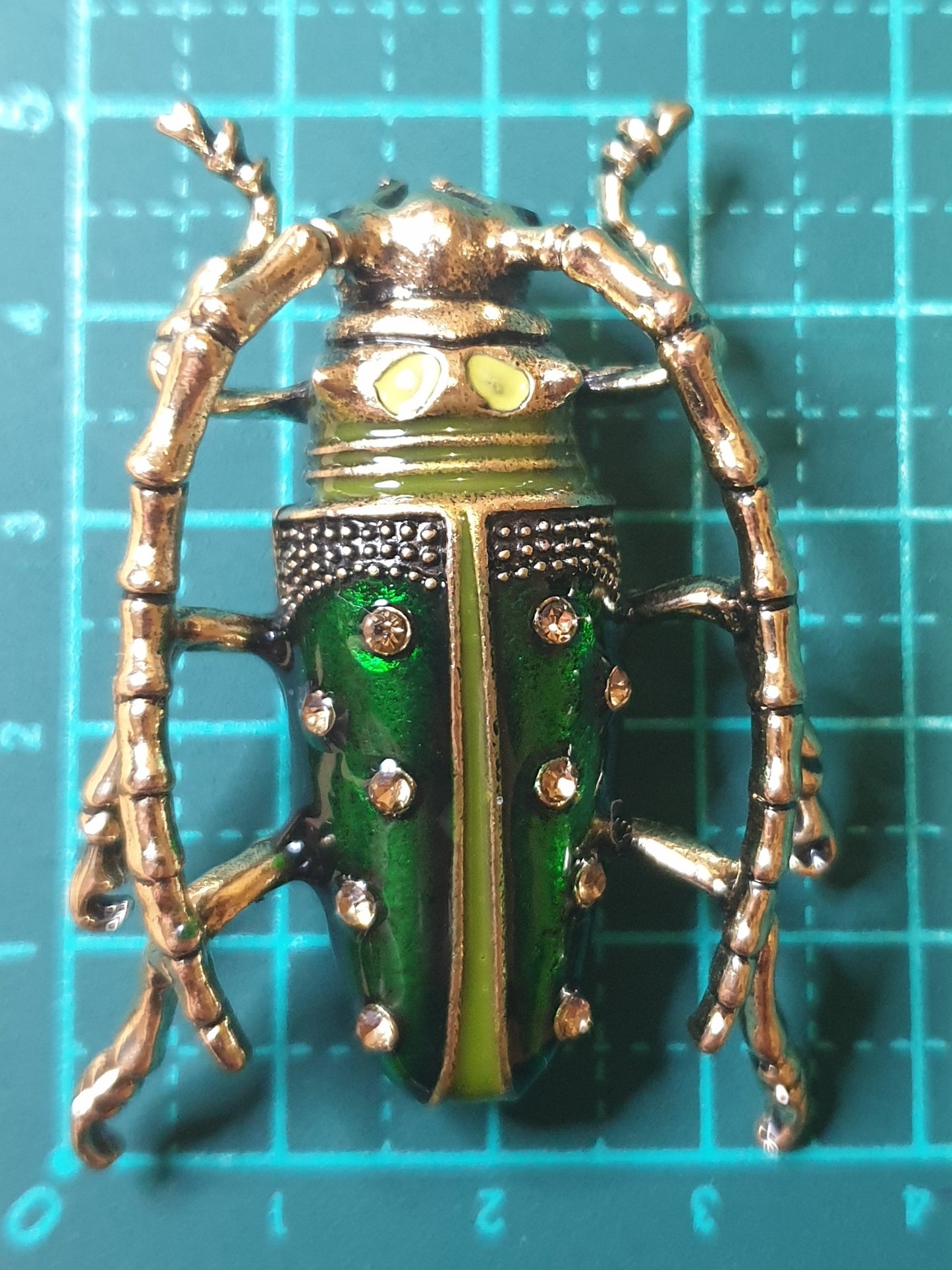 Longhorn Beetle Brooch - Light Green