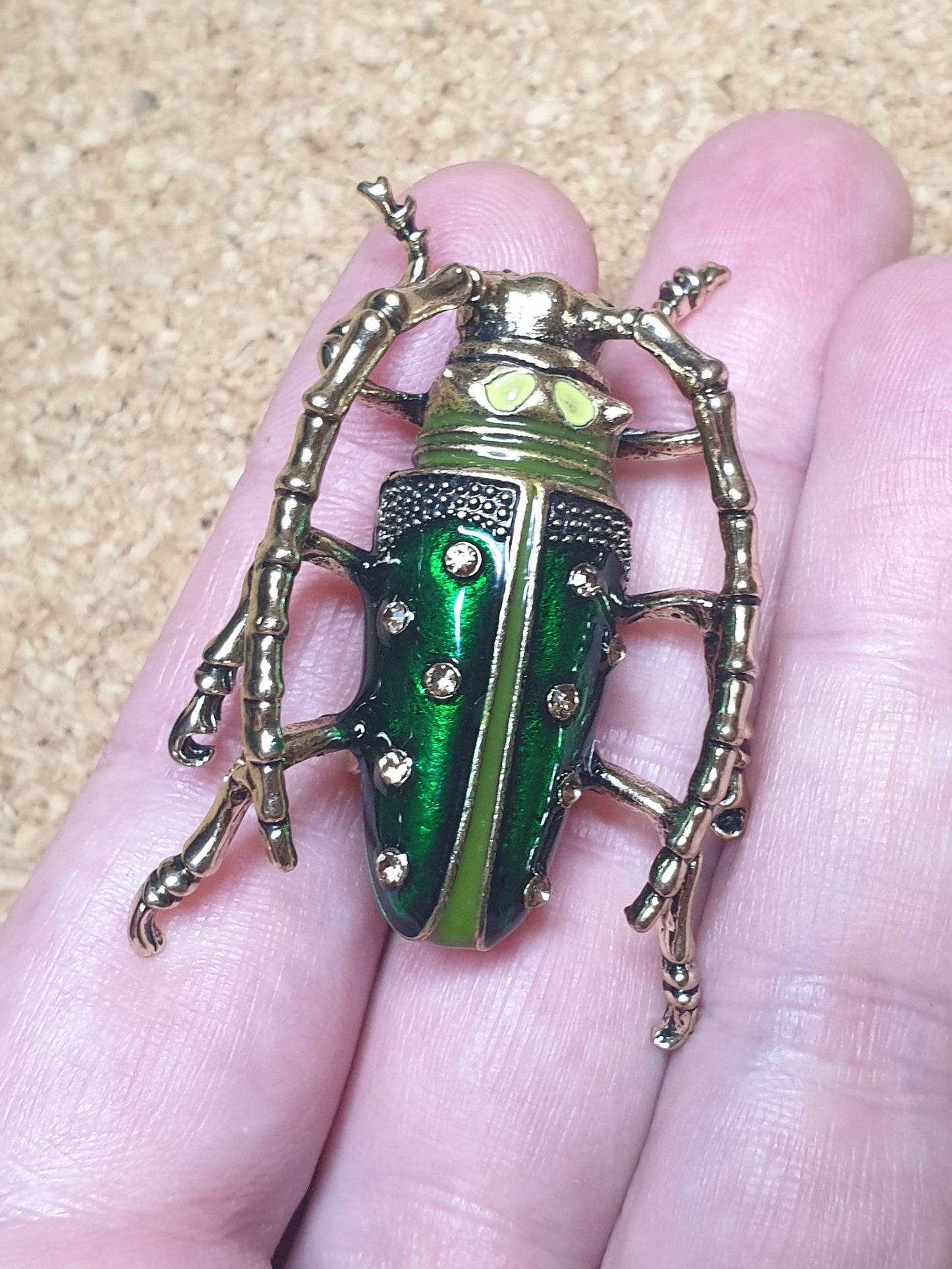 Longhorn Beetle Brooch - Light Green