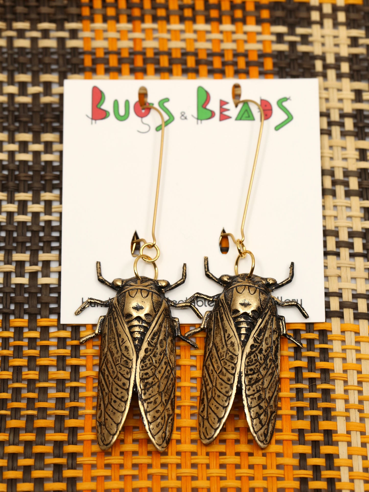 Cicada earrings - Brass & stainless steel