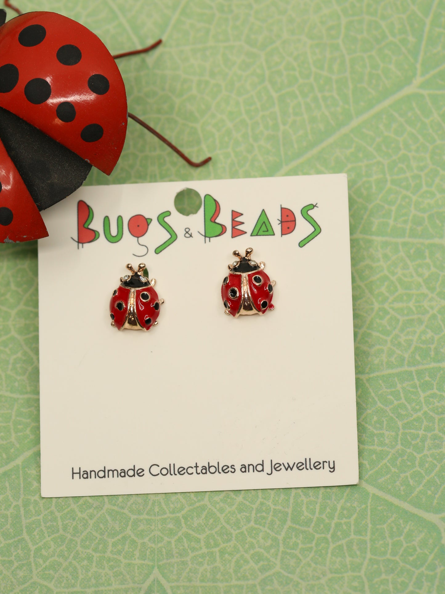 Ladybird beetle Studs - Red