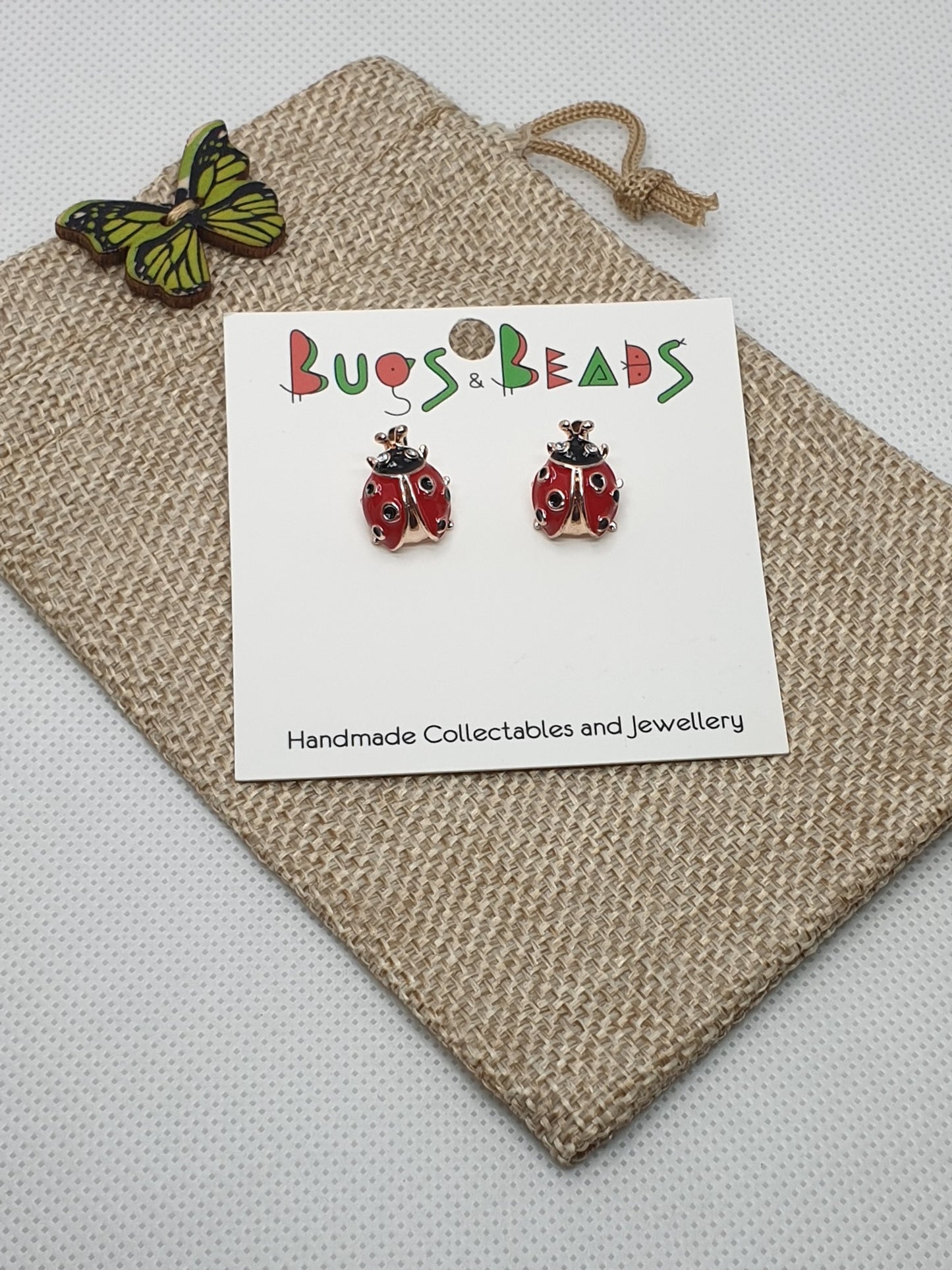 Ladybird beetle Studs - Red