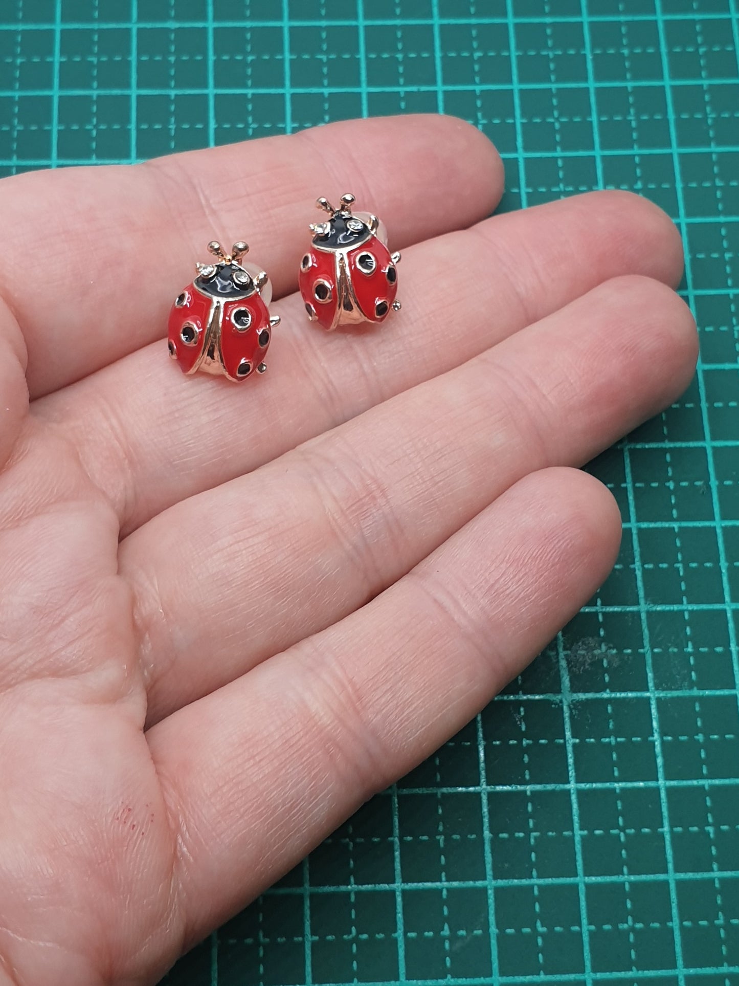 Ladybird beetle Studs - Red