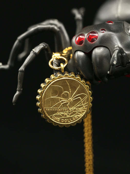 Red back spider decimal coin necklace