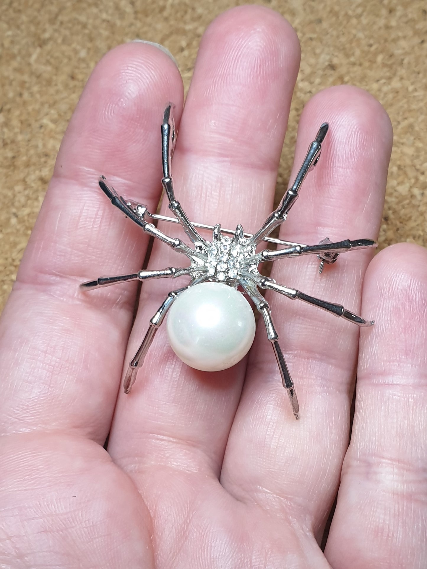 Spider Brooch - Pearl Large