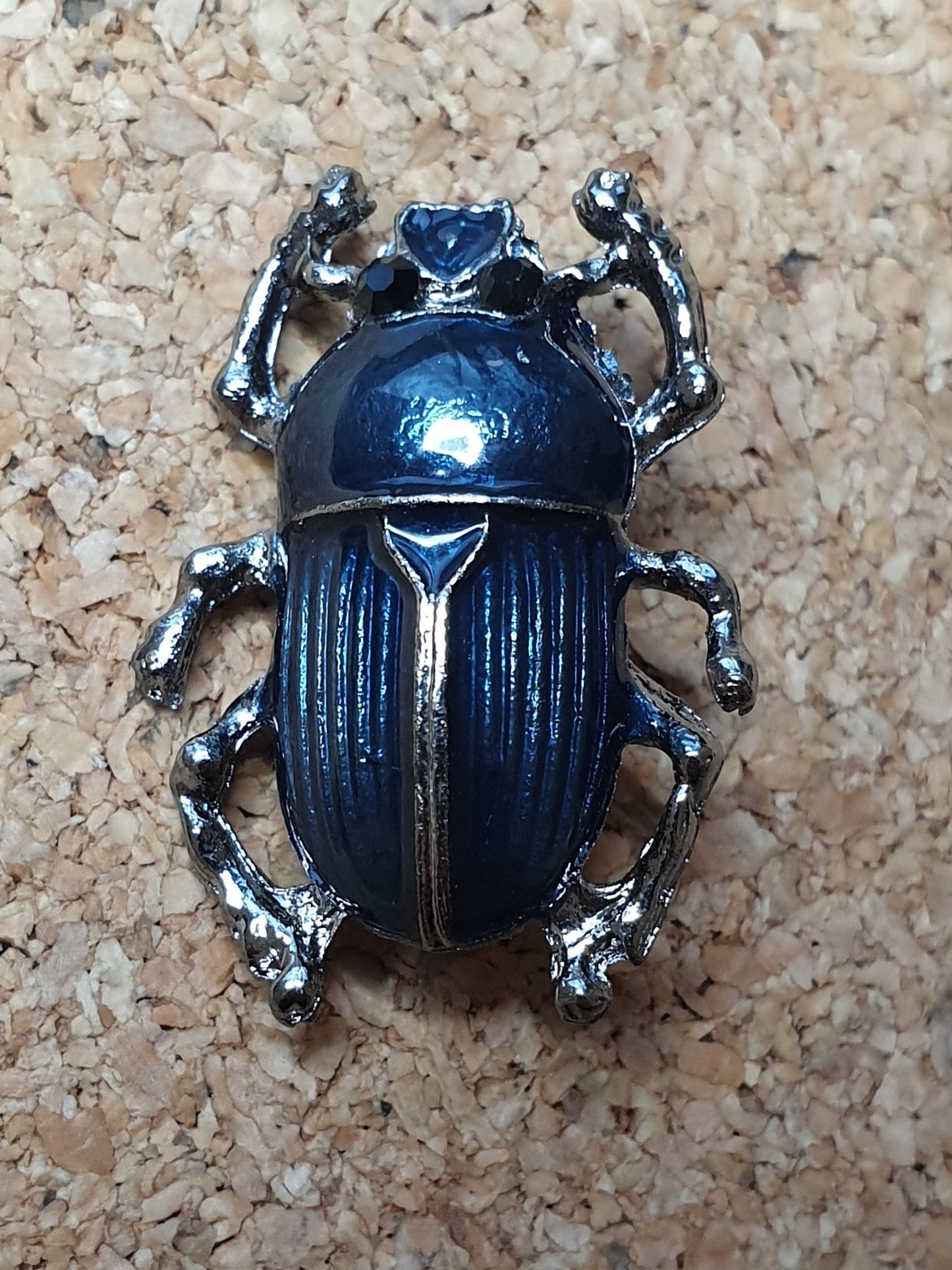 Dung Beetle Brooch - Dark Blue