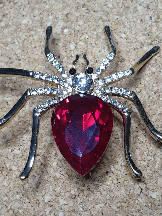 Spider Brooch - Red Fashion